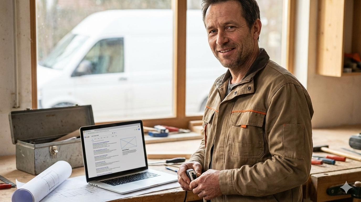 Person, die mit dem Smartphone nach Dienstleistungen sucht